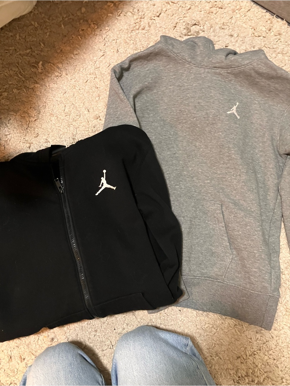 Nike/Jordan kids Black Zip Hoodie & Gray Pullover Set with Jumpman Logo